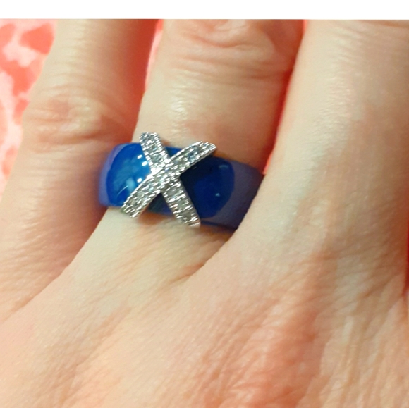 💙New Ceramic Ring with Bling - Picture 1 of 5